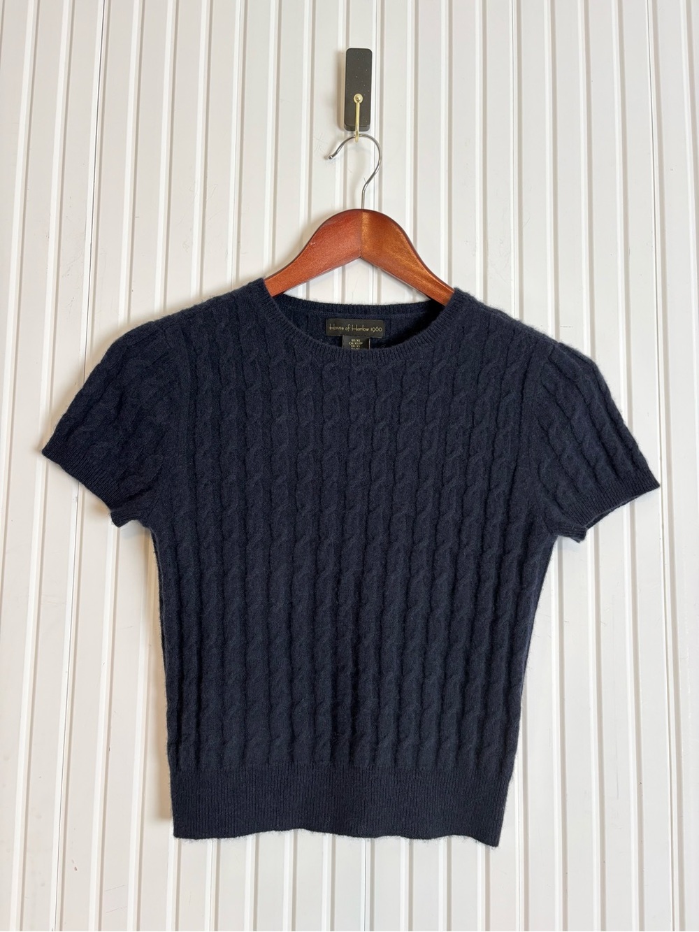 House Of Harlow Cashmere Cable Knit Sweater Top XS Cropped Dark Academia Preppy
